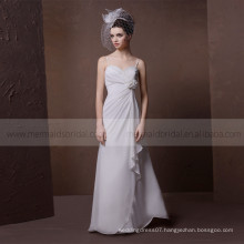 Beautiful Pleated Beads Heart Line Mermaid Lace Applique Satin Wedding Dress
